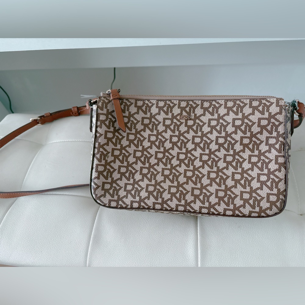 DKNY Brown and Tan Crossbody Bag